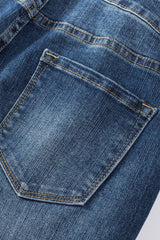 Blue Distressed Button Fly High Waist Skinny Jeans Jeans JT's Designer Fashion