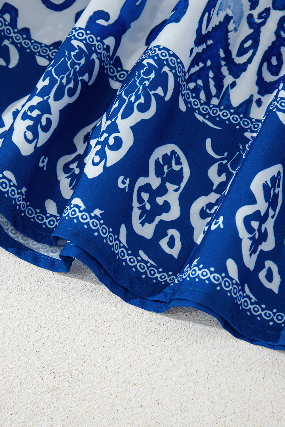 Blue Floral Puff Short Sleeve V Neck High Waist Maxi Dress Floral Dresses JT's Designer Fashion