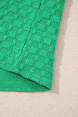 Bright Green Textured Puff Short Sleeve Notched V Neck Top Blouses & Shirts JT's Designer Fashion