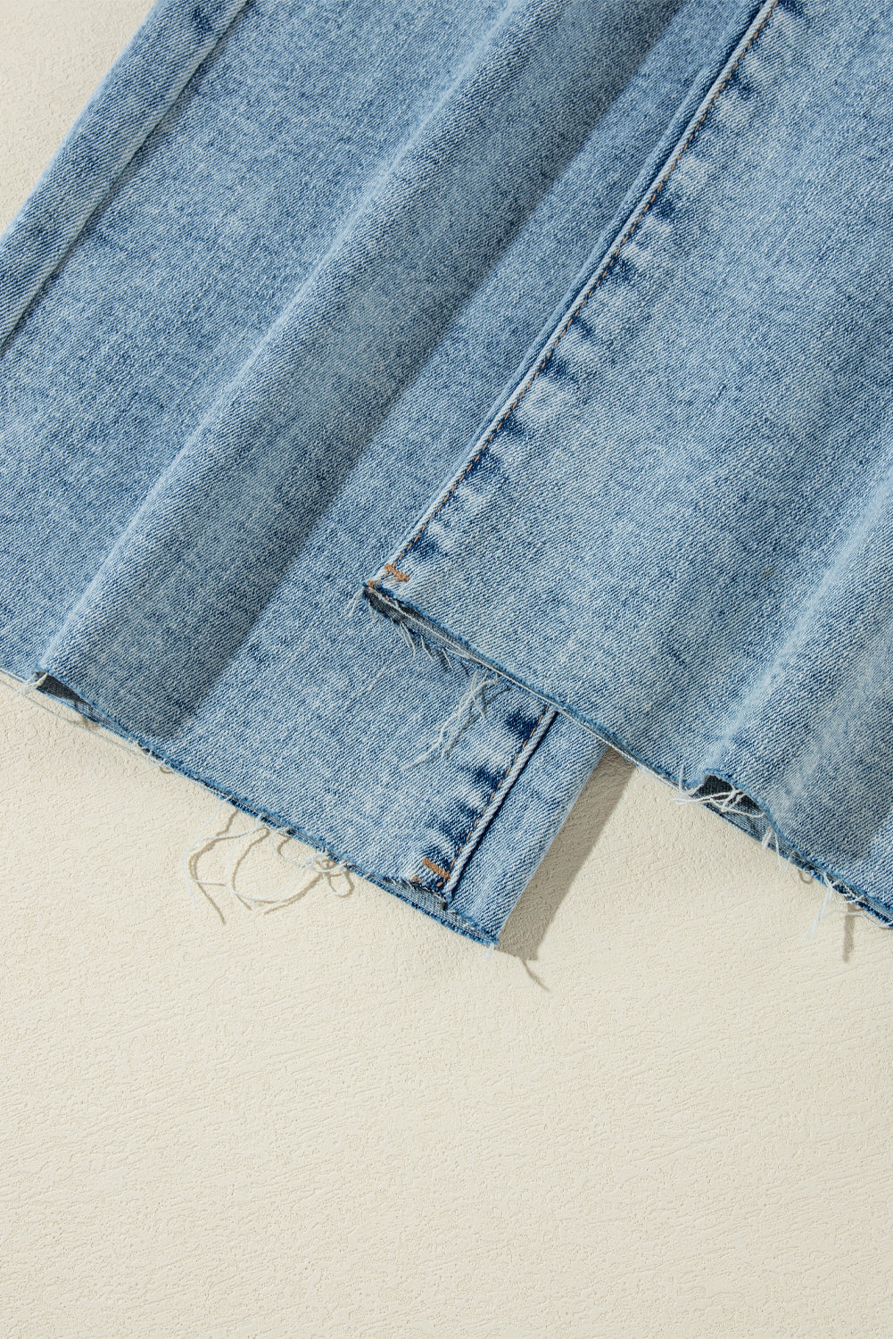 Light Blue Distressed Ripped Raw Hem Straight Jeans Jeans JT's Designer Fashion