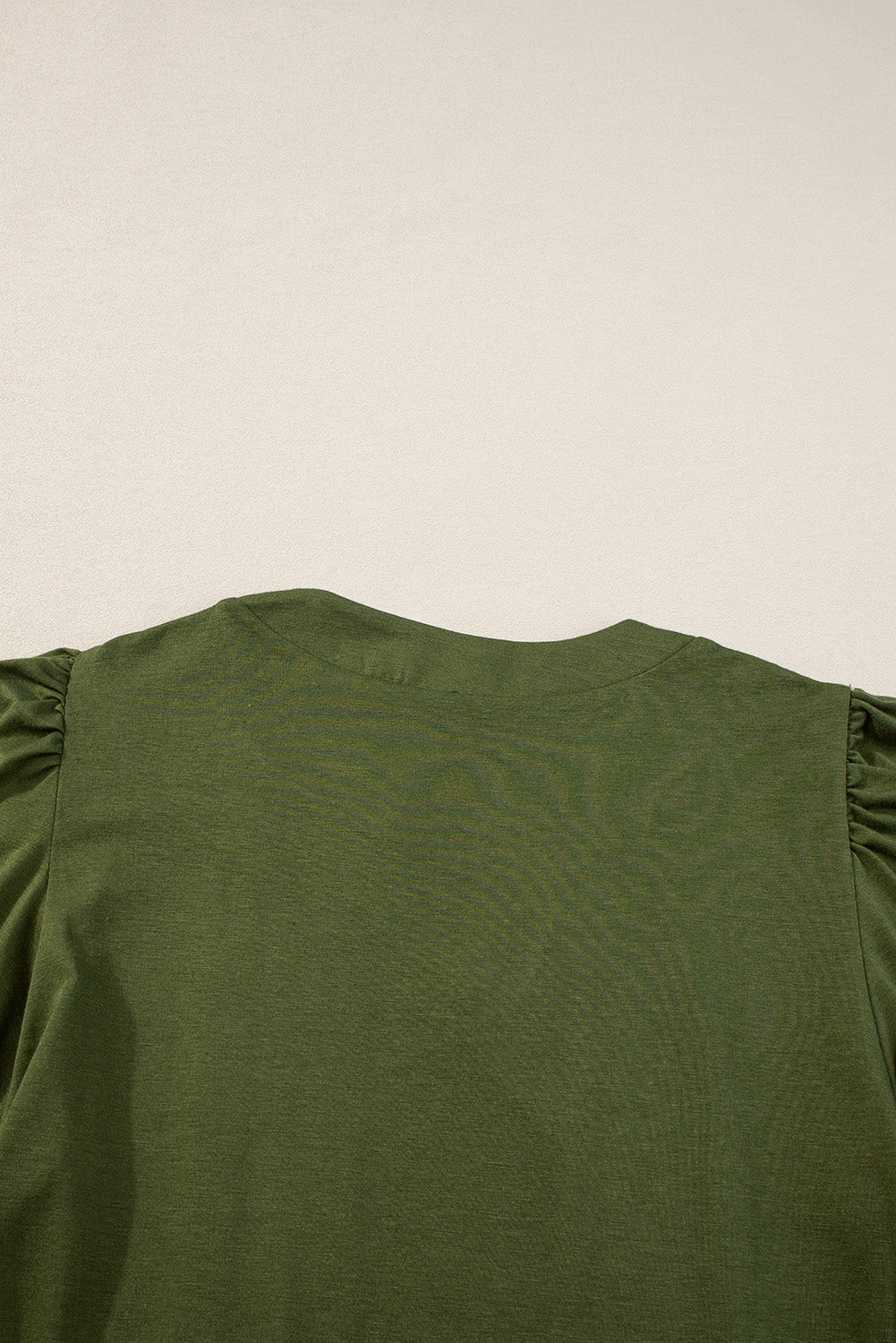 Fern Green Notched Neck Pleated Puff Sleeve Shift T-shirt Dress T Shirt Dresses JT's Designer Fashion