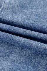 Beau Blue Tie V Neck Tucking Detail Short Sleeve Denim Shift Dress Mini Dresses JT's Designer Fashion