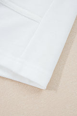 White Ribbed Collar Drop Shoulder Sweatshirt and Shorts Set Short Sets JT's Designer Fashion