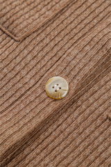 Dark Khaki Solid Color Corduroy Buttoned Long Sleeve Shacket Jackets JT's Designer Fashion