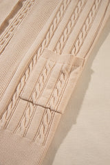 Parchment Oversize Chunky Cable Knit Open Front Midi-length Cardigan Cardigans JT's Designer Fashion