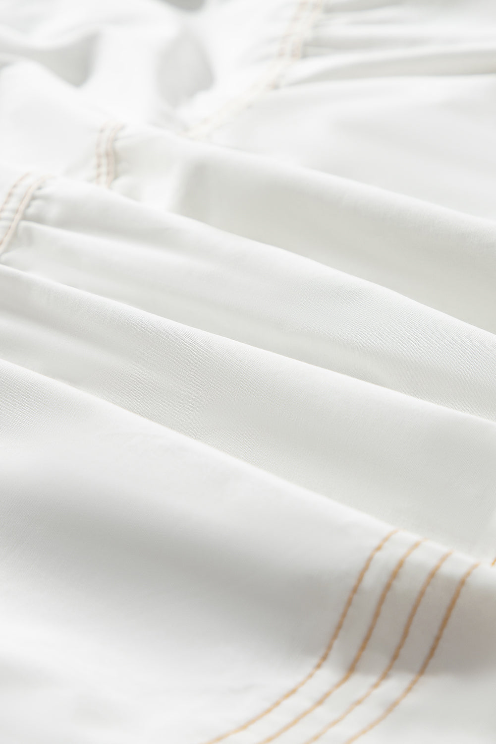 White Contrast Stitching Trim Knotted High Waist A-Line Mini Skirt Skirts & Petticoat JT's Designer Fashion