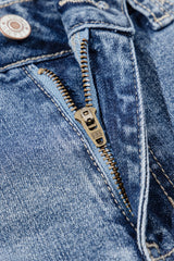 Dusk Blue High Rise Ripped Distressed Hem Flared Jeans Jeans JT's Designer Fashion