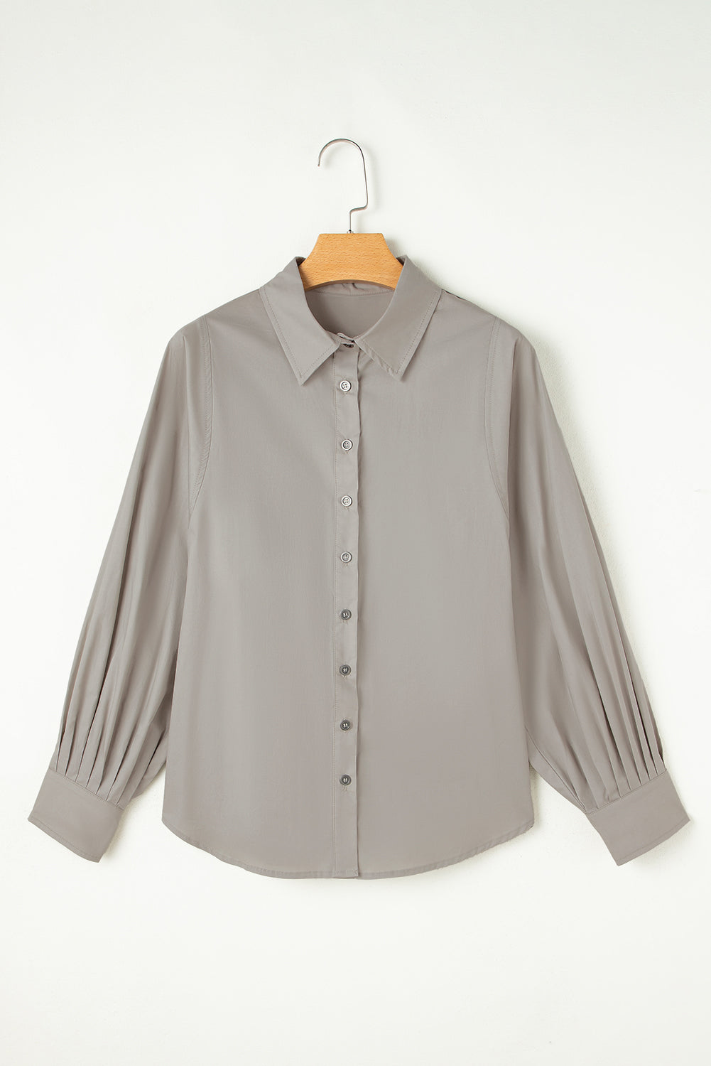 High Solid Color Balloon Sleeve Side Slits Loose Fit Shirt Blouses & Shirts JT's Designer Fashion