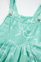 Moonlight Jade Printed Bib Wide Leg Overalls Jumpsuits & Rompers JT's Designer Fashion