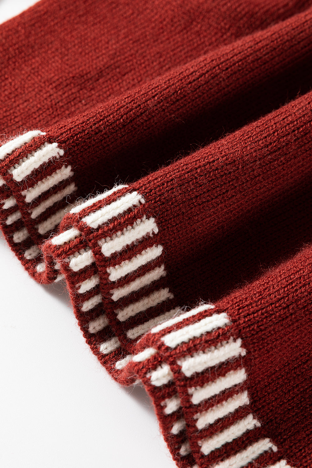 Red Dahlia Color Contrast Trim Drop Shoulder Crew Neck Sweater Sweaters JT's Designer Fashion