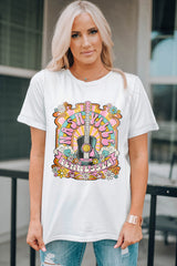 White NASHIVILLE Guitar Graphic Country Music T Shirt Graphic Tees JT's Designer Fashion