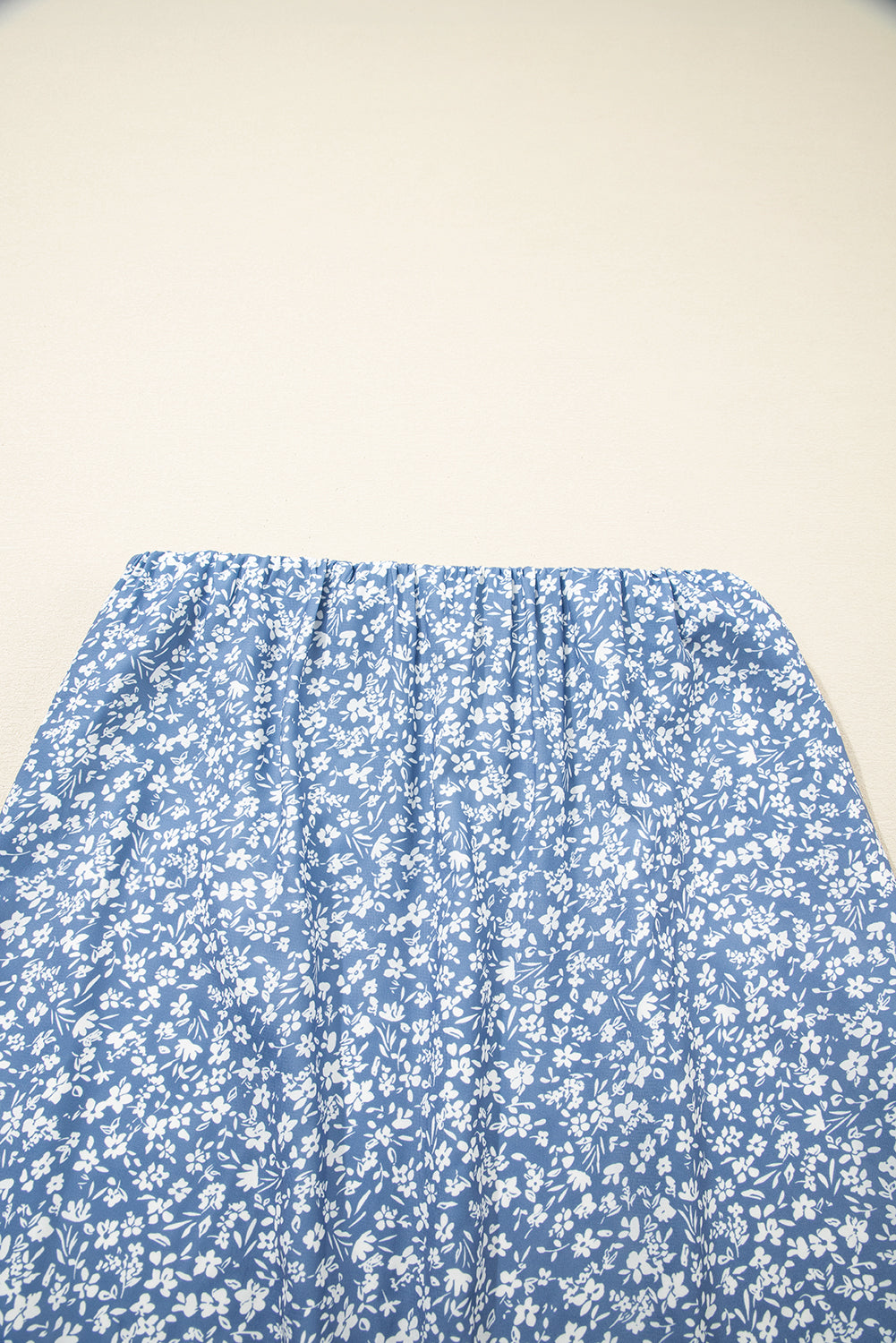 Sky Blue Boho Floral High Waist Long Skirt with Side Split Skirts & Petticoat JT's Designer Fashion