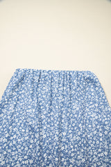 Sky Blue Boho Floral High Waist Long Skirt with Side Split Skirts & Petticoat JT's Designer Fashion