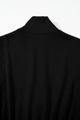 Black French Terry Zipped Collar Sleeveless Drawstring Waist Mini Dress Mini Dresses JT's Designer Fashion