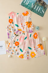 White Floral Cropped Tank and Frilly High Waist Shorts Short Sets JT's Designer Fashion