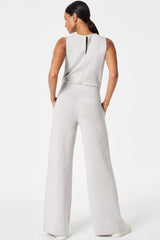 Light Grey Solid Color Crew Neck Drawstring High Waist Sleeveless Jumpsuit Jumpsuits & Rompers JT's Designer Fashion