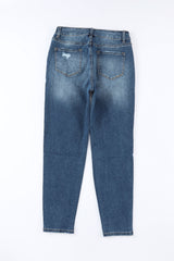 Blue Distressed Button Fly High Waist Skinny Jeans Jeans JT's Designer Fashion