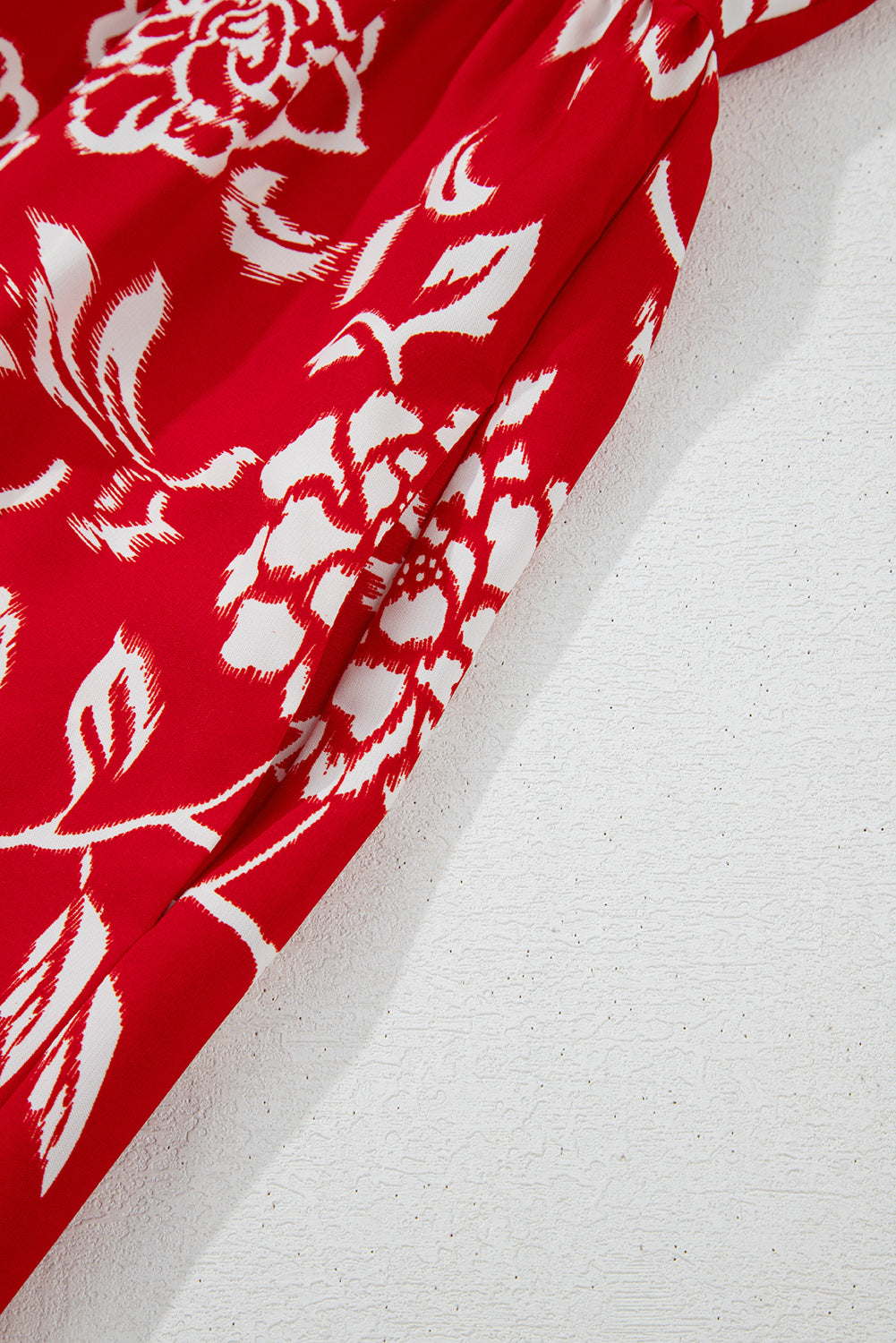 Red Floral Printed Spaghetti Strap Empire Waist Maxi Dress Floral Dresses JT's Designer Fashion