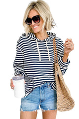 Stripe Kangaroo Pocket Drawstring Hoodie Sweatshirts & Hoodies JT's Designer Fashion