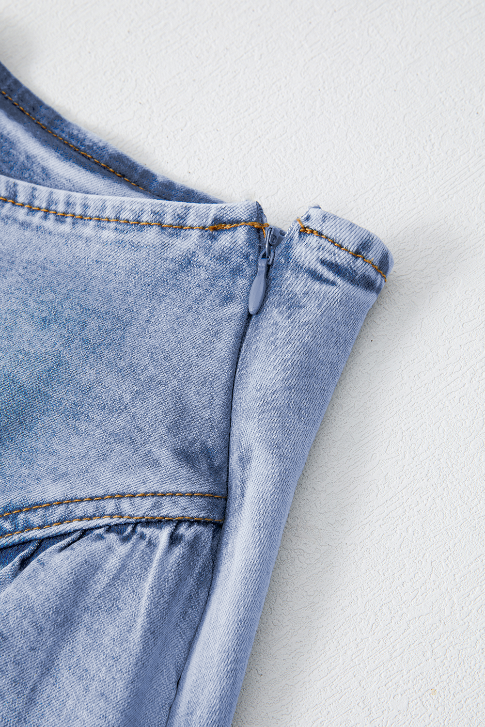 Beau Blue Asymmetric Ruffle Overlay Denim Mini Skirt Skirts & Petticoat JT's Designer Fashion