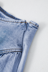 Beau Blue Asymmetric Ruffle Overlay Denim Mini Skirt Skirts & Petticoat JT's Designer Fashion