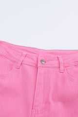 Pink Vintage High Waist Flare Leg Ripped Raw Hem Jeans Jeans JT's Designer Fashion