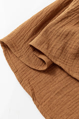 Chestnut Crinkle Textured Polo Shirt and High Waist Shorts Set Short Sets JT's Designer Fashion
