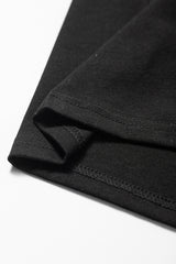 Black Notched Neck Pleated Puff Sleeve Shift T-shirt Dress T Shirt Dresses JT's Designer Fashion