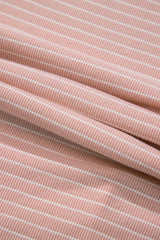 Pink Stripe Cowl Neck Side Slits Loose Fit Long Sleeve Top Long Sleeve Tops JT's Designer Fashion