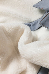 White Contrast Trim Buttoned Sherpa Jacket Jackets JT's Designer Fashion