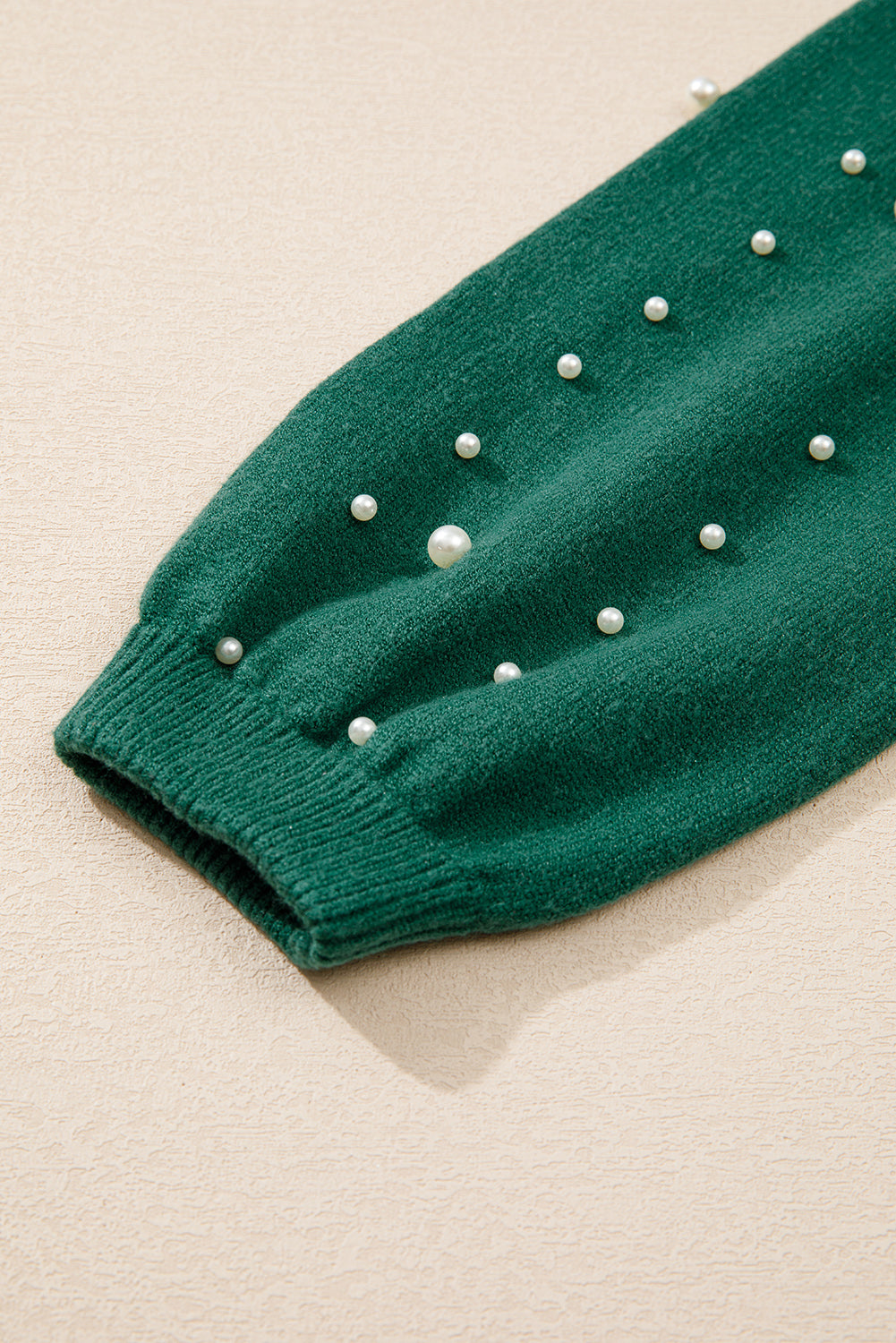 Evergreen Pearled Drop Shoulder Round Neck Sweater Sweaters JT's Designer Fashion