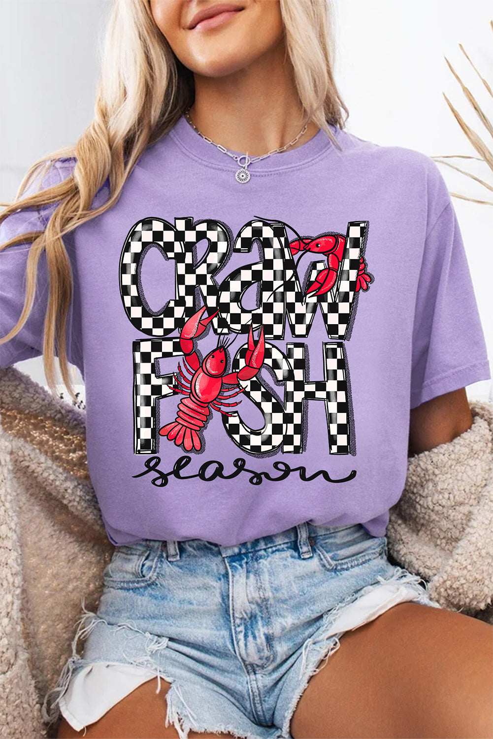 Wisteria Craw Fish Season Graphic Short Sleeve Top Graphic Tees JT's Designer Fashion