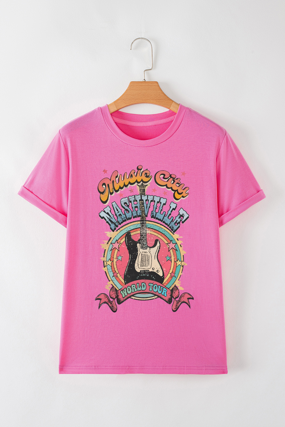 Sachet Pink Nashville WORLD TOUR Music City Guitarist Graphic Tee Graphic Tees JT's Designer Fashion