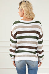 Stripe Crochet Hollow out Knit Sweater Sweaters & Cardigans JT's Designer Fashion