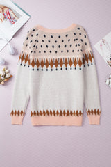 Multicolor Mixed Geometric Detail Raglan Sleeve Sweater Sweaters & Cardigans JT's Designer Fashion
