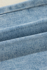 Light Blue Distressed Ripped Raw Hem Straight Jeans Jeans JT's Designer Fashion