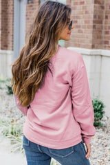 Pink Solid Color Crewneck Pullover Sweatshirt Sweatshirts & Hoodies JT's Designer Fashion