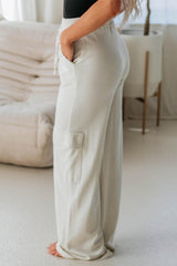 Beige Plain Cargo Pockets High Waist Casual Sweatpants Pants & Culotte JT's Designer Fashion