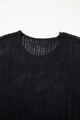 Black Crochet Hollow-out Jumper Top Sweater Sweaters JT's Designer Fashion