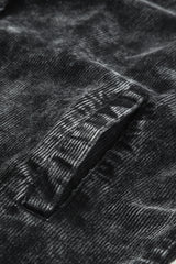 Black Vintage Distressed Mineral Wash Oversized Shacket Jackets JT's Designer Fashion