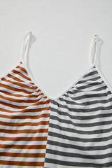 Yellow Stripe Two Tone Contrast Spaghetti Strap Backless Overall Jumpsuits & Rompers JT's Designer Fashion