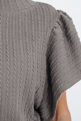 Sleet Solid Color Textured Flutter Sleeve Top Blouses & Shirts JT's Designer Fashion