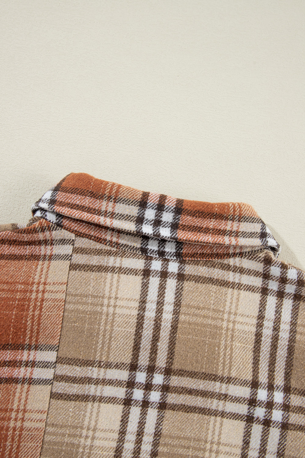 Khaki Plaid Colorblock Patchwork High Low Shacket Plaid Shackets JT's Designer Fashion