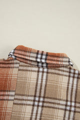 Khaki Plaid Colorblock Patchwork High Low Shacket Plaid Shackets JT's Designer Fashion
