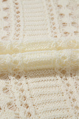 White Hollow Out Knit Bracelet Sleeve Drop Shoulder Sweater Sweaters JT's Designer Fashion