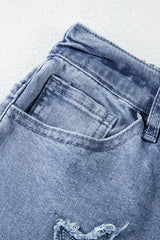 Dusk Blue Foiled Star Patchwork Straight Leg Loose Jeans Jeans JT's Designer Fashion