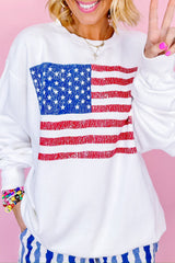 White American Flag Graphic Drop Shoulder Loose Sweatshirt Sweatshirts & Hoodies JT's Designer Fashion