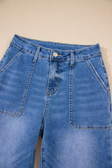 Sky Blue Cropped High Rise Wide Leg Jeans Jeans JT's Designer Fashion