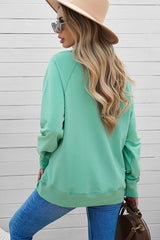 Green French Terry Cotton Blend Pullover Sweatshirt Sweatshirts & Hoodies JT's Designer Fashion