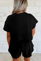 Black Firework USA Graphic Tee and Smocked Waistband Skort Set Graphic Sets JT's Designer Fashion